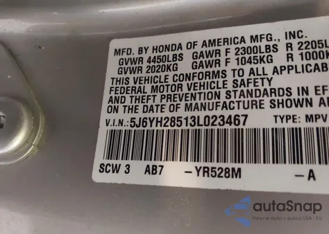 2003 Honda Element Ex из США, поврежденный, VIN 5J6YH28513L023467